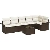 vidaXL Gartensofa-set 7 stk. Braun Poly-Rattan