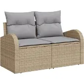 vidaXL Gartensofa-set 6 stk. 5-Sitzanzahl Beige und Grau Poly-Rattan