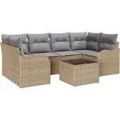 vidaXL Gartensofa-set Beige 55 x 55 x 37 cm Poly-Rattan