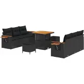 vidaXL Gartensofa-set 11 stk. 8-Sitzanzahl Schwarz Poly-Rattan