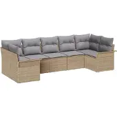 vidaXL Garten-Sofa-Set 7 Stk. Beige Poly Rattan