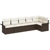 vidaXL Gartensofa-set 6 Stk. Braun Poly-Rattan