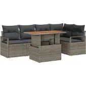vidaXL Garten-Sofa-Set 6 stk. Grau Poly Rattan