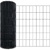 vidaXL Eurozaun 0,8 x 25 m PVC-beschichtetes Eisen Grau