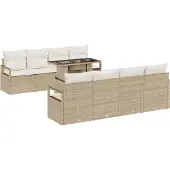 vidaXL Gartensofa-set 9 stk. 6-Sitzanzahl Beige und Creme Poly-Rattan