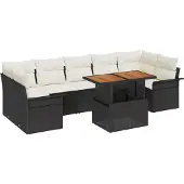 vidaXL Garten-Sofa-Set 8 stk. Schwarz Poly Rattan
