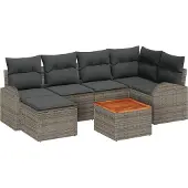 vidaXL Gartensofa-set 7 stk. Grau Poly-Rattan