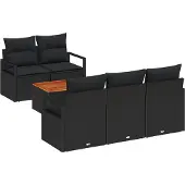 vidaXL Gartensofa-set 6 stk. Schwarz Poly-Rattan