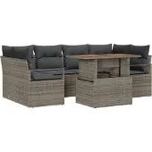 vidaXL Garten-Sofa-Set 7 stk. 6-Sitzanzahl Grau