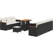 vidaXL Gartensofa-set 14 stk. 9-Sitzanzahl Schwarz und Creme