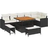 vidaXL Gartensofa-set 11 stk. 9-Sitzanzahl Schwarz und Creme