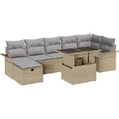 vidaXL Gartensofa-set 8 stk. Beige Poly-Rattan