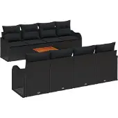 vidaXL Gartensofa-set mit Kissen 9 pcs Schwarz Poly-Rattan