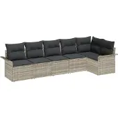 vidaXL Gartensofa-set 6 stk. Hellgrau Poly-Rattan