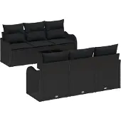 vidaXL Gartensofa-set 7 stk. 6-Sitzanzahl Schwarz