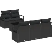 vidaXL Gartensofa-set 6 stk. 5-Sitzanzahl Schwarz Poly-Rattan