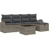vidaXL Gartensofa-set 6 stk. Grau Poly-Rattan