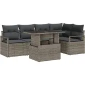 vidaXL Gartensofa-set 6 stk. Grau Poly Rattan