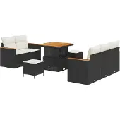 vidaXL Gartensofa-set 10 stk. 7-Sitzanzahl Schwarz und Creme