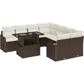 vidaXL Gartensofa-set 9 stk. 8-Sitzanzahl Braun Polyrattan