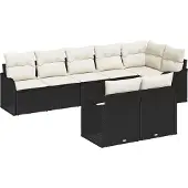 vidaXL Gartensofa-set 8 stk. Schwarz Poly-Rattan