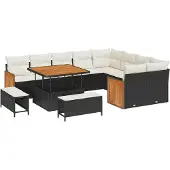 vidaXL Gartensofa-set 13 stk. 11-Sitzanzahl Schwarz und Creme
