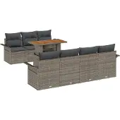 vidaXL Garten-Sofa-Set 8 stk. Grau Poly Rattan