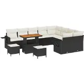 vidaXL Gartensofa-set 12 stk. 11-Sitzanzahl Schwarz und Creme