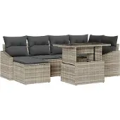 vidaXL Garten-Sofa-Set 7 stk. Hellgrau und Dunkelgrau