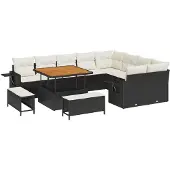 vidaXL Gartensofa-set 13 stk. 11-Sitzanzahl Schwarz und Creme