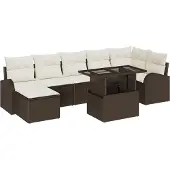 vidaXL Gartensofa-set 8 Stk. Braun Poly Rattan