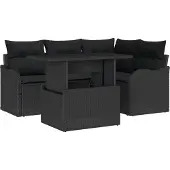 vidaXL Gartensofa-set 5 stk. Schwarz Poly Rattan