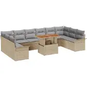 vidaXL Garten-Sofa-Set 9 Stk. Beige Poly Rattan