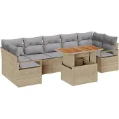 vidaXL Garten-Sofa-Set 8 stk. 7-Sitzanzahl Beige und Grau