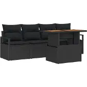 vidaXL Garten-Sofa-Set 5 stk. Schwarz Poly Rattan