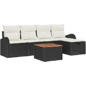 vidaXL Gartensofa-set 6 stk. Schwarz Poly Rattan