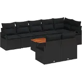 vidaXL Gartensofa-set 9 stk. Schwarz Poly-Rattan