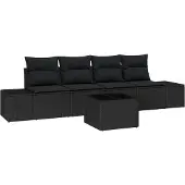 vidaXL Sofa Set 5 Stk. Schwarz [Synthetisch]: Poly Rattan