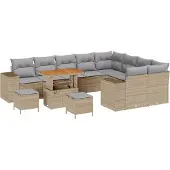 vidaXL Gartensofa-set 12 stk. 9-Sitzanzahl Beige und Hellgrau