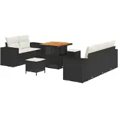 vidaXL Gartensofa-set 8 stk. 8-Sitzanzahl Schwarz und Creme