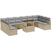 vidaXL Gartensofa-set 11 stk. 10-Sitzanzahl Beige und Hellgrau