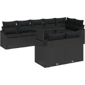 vidaXL Garten-Sofa-Set 9 Stk. Schwarz