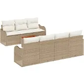 vidaXL Gartensofa-set 8 stk. Beige Poly-Rattan