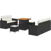 vidaXL Gartensofa-set 8 stk. 5-Sitzanzahl Schwarz und Creme