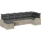 vidaXL Sofa Set 7 Stk. Hellgrau Poly-Rattan