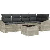 vidaXL Gartensofa-set 6 stk. Hellgrau Poly-Rattan