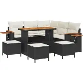 vidaXL Gartensofa-set 10 stk. 9-Sitzanzahl Schwarz und Creme