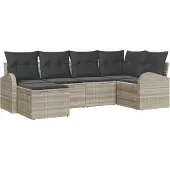 vidaXL Sofa Set 6 stk. Hellgrau Poly-Rattan
