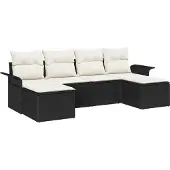 vidaXL Gartensofa-set 6 stk. Schwarz Poly-Rattan
