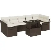 vidaXL Gartensofa-set 8 stk. Braun [Synthetisch]: Poly Rattan
